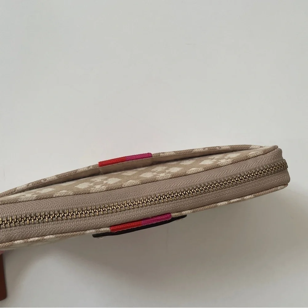 Kate Spade New York Neda Signature Stucco Canvas Zip Around Beige Wallet